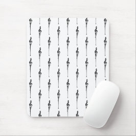 Music Motif Smälter Treble Clef Black and White Musmatta