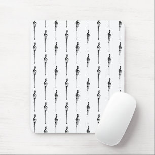 Music Motif Smälter Treble Clef Black and White Musmatta