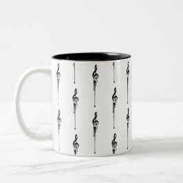 Music Motif Smälter Treble Clef Black and White Två-Tonad Mugg
