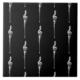 Music Motif Smälter Treble Clef White och Black Kakelplatta