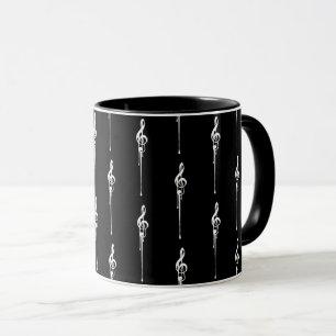 Music Motif Smälter Treble Clef White och Black Mugg