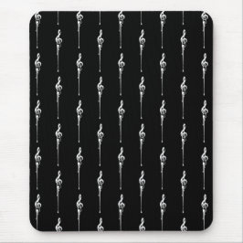 Music Motif Smälter Treble Clef White och Black Musmatta