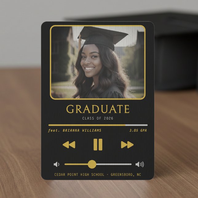 Music MP3 Player Black & Gold Graduation Meddelande (Skapare uppladdad)