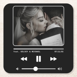 Music MP3 Player Bröllop Black Underlägg Papper Kvadrat