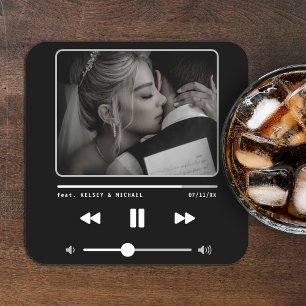 Music MP3 Player Bröllop Black Underlägg Papper Kvadrat