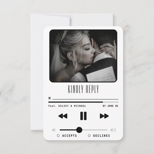 Music MP3 Player Bröllop Photo White OSA Kort (Framsida)