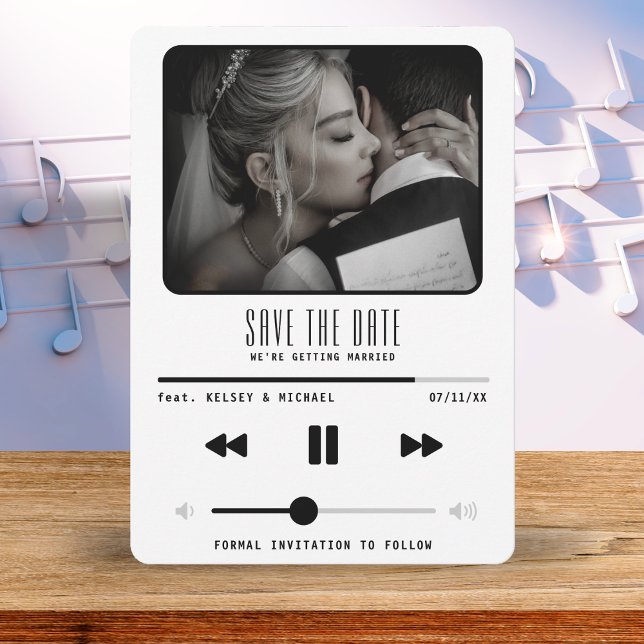 Music MP3 Player Bröllop White Spara Datumet (Music MP3 Player Wedding White Save The Date
)