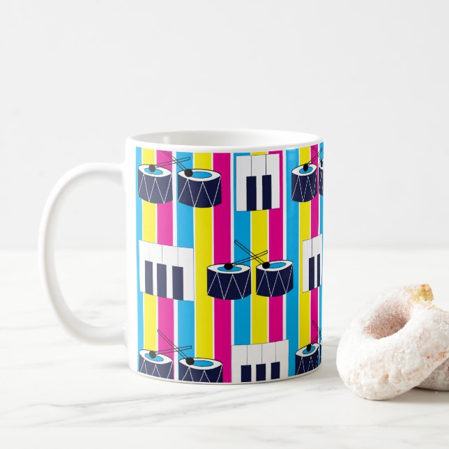 Music Musical Drums Piano Nycklar Music Kaffemugg (Med munk)