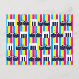 Music Musical Drums Piano Nycklar Music Vykort