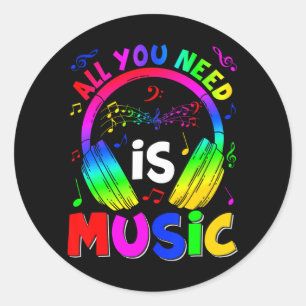 Music Musician Tie Dye DJ Headphone Music Älskare Runt Klistermärke