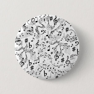 Music Musik noter Black and White Knapp