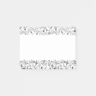 Music Musik noter Black and White Post-it Block