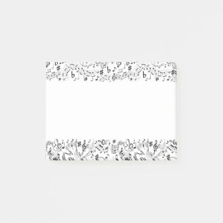 Music Musik noter Black and White Post-it Block