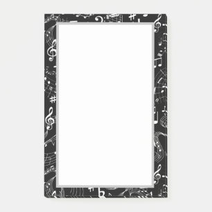 Music Musik noter Black and White Post-it Block