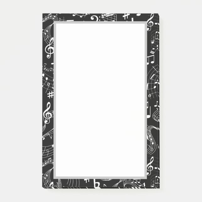 Music Musik noter Black and White Post-it Block (Framsida)