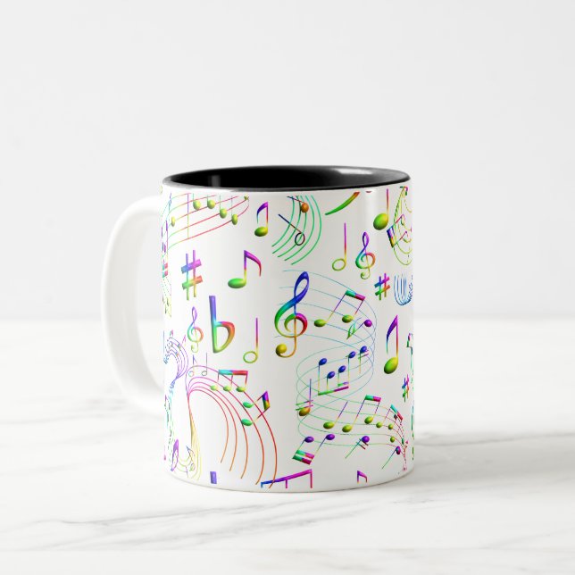 Music Musik noter Colorful Två-Tonad Mugg (Framsida vänster)