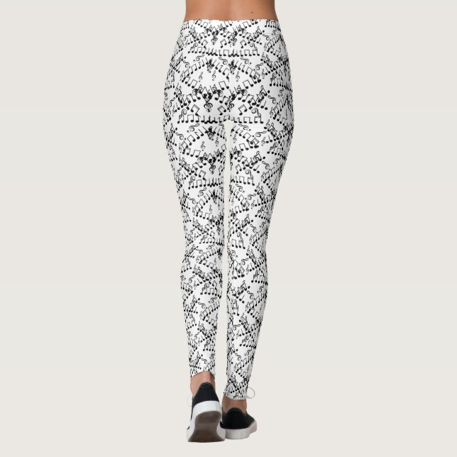 Music Musik noter Treble Clef Mönster Leggings (Baksida)