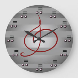 Music Musik noter Treble Clef Musician Clock Stor Klocka