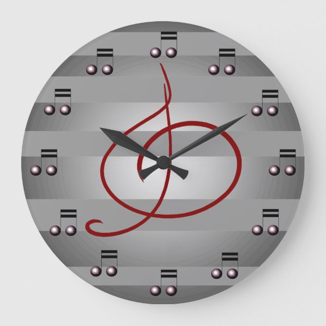 Music Musik noter Treble Clef Musician Clock Stor Klocka (Framsida)