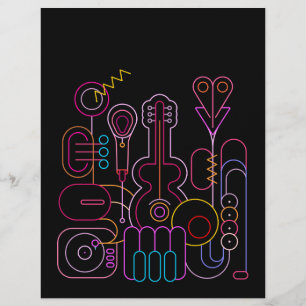 Music Neon Färg Design Brevhuvud
