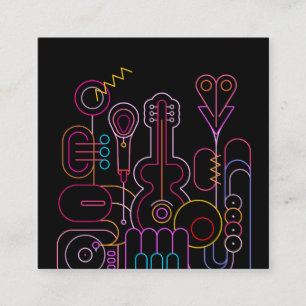 Music Neon Färg Design Fyrkantigt Visitkort