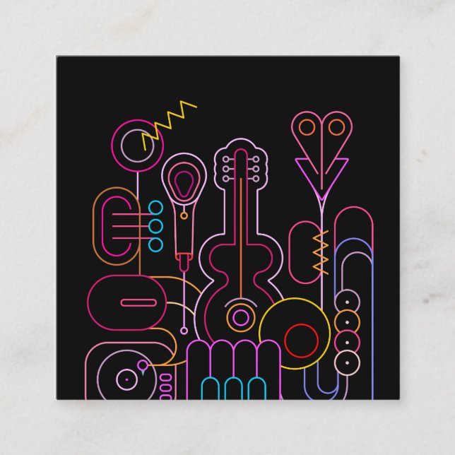 Music Neon Färg Design Fyrkantigt Visitkort (Framsida)
