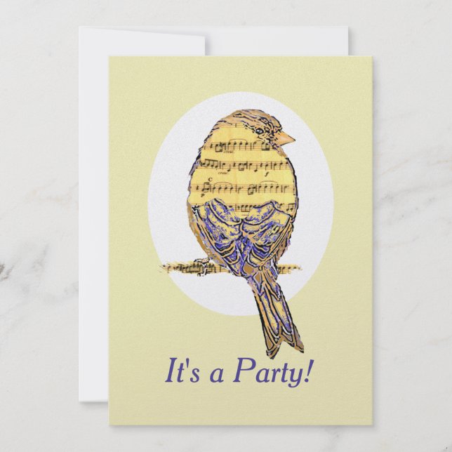 Music Note Bird Theme Birthday Anpassningsbar Inbj Inbjudningar (Framsida)