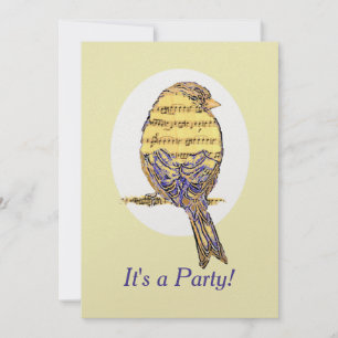 Music Note Bird Theme Birthday Anpassningsbar Inbj Inbjudningar