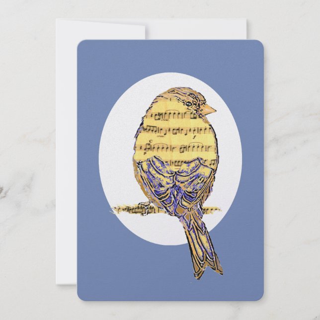 Music Note Bird Theme Pension Anpassningsbar Inbju Inbjudningar (Framsida)