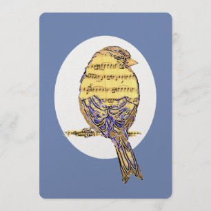 Music Note Bird Theme Pension Anpassningsbar Inbju Inbjudningar