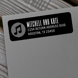 Music Note Black & White Adress Returadress Etikett