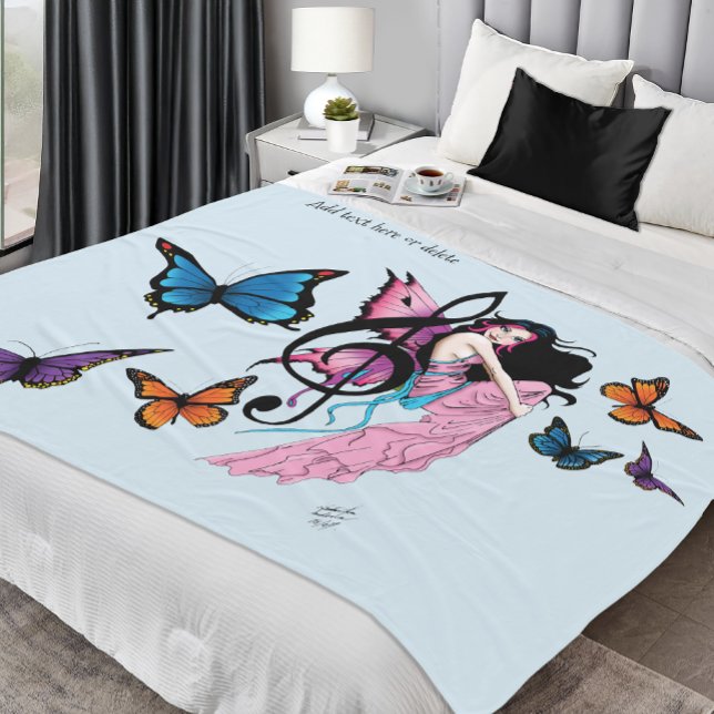 Music Note Butterflies Fairy Fleecefilt (Skapare uppladdad)