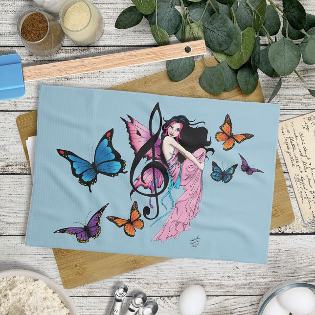 Music Note Butterflies Fairy Kökshandduk (Skapare uppladdad)