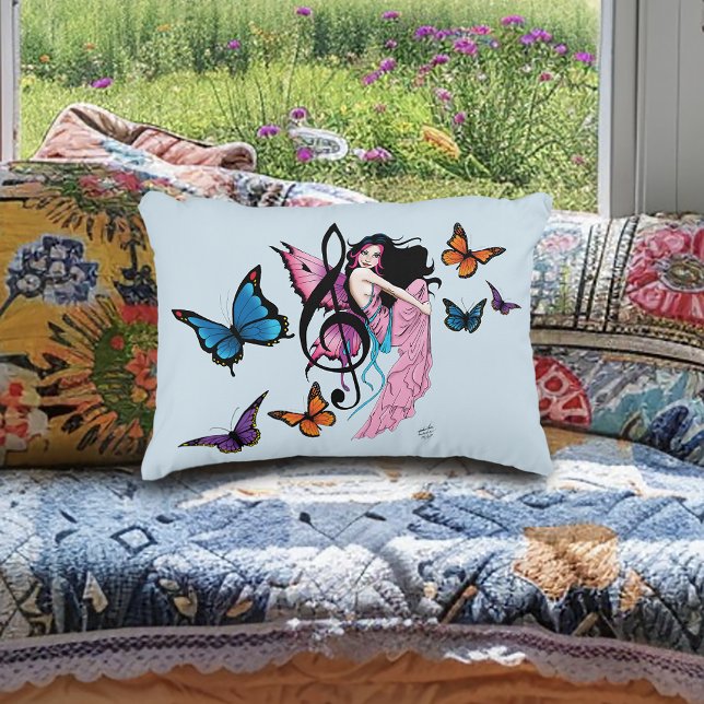 Music Note Butterflies Fairy Prydnadskudde (Skapare uppladdad)