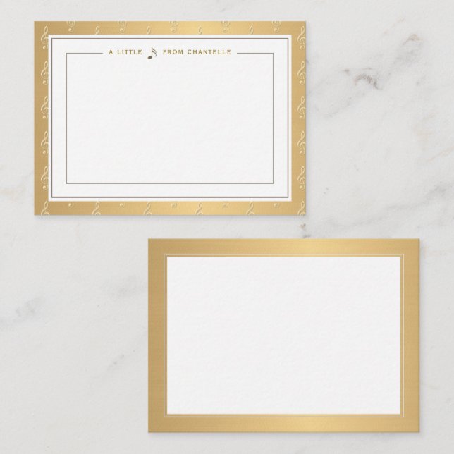 Music Note Card med Embossed Treble Clef Anteckningskort (Fram/baksida)