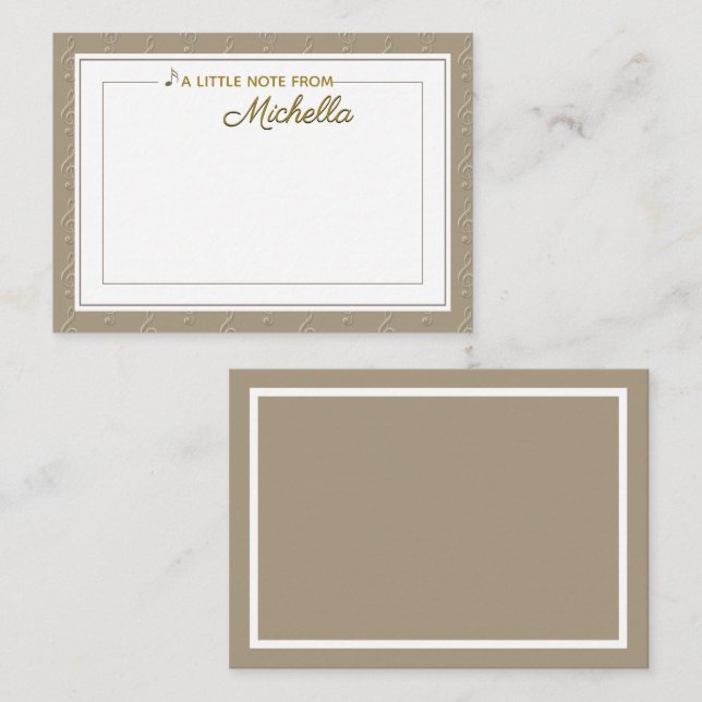 Music Note Card med Embossed Treble Clef Anteckningskort (Fram/baksida)