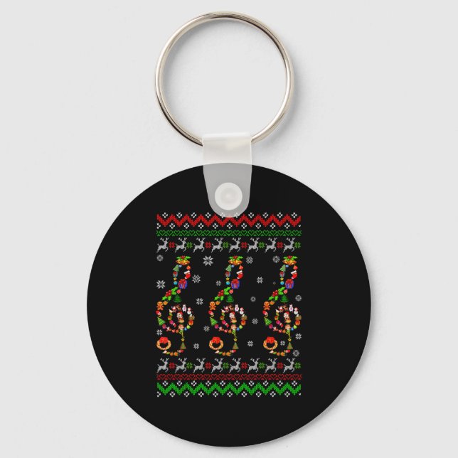 Music Note Christmas Ugly Sweater Musical Teacher  Nyckelring (Framsida)