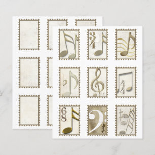 Music Note Faux Postage Frimärke för Journal Craft