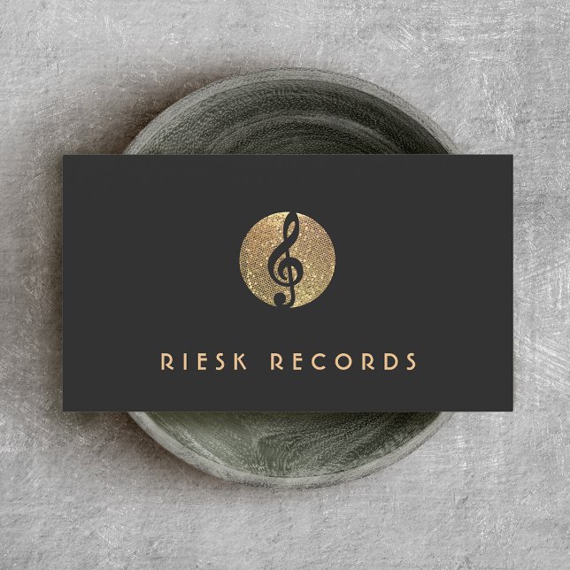 Music Note Guld Sequin Musician Visitkort (Skapare uppladdad)