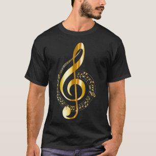 Music Note Guld Treble Clef Symbol T för Shirt