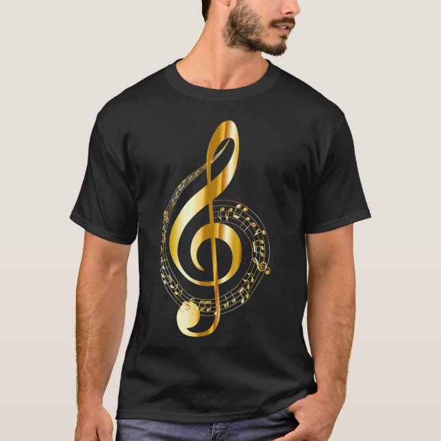 Music Note Guld Treble Clef Symbol T för Shirt (Framsida)
