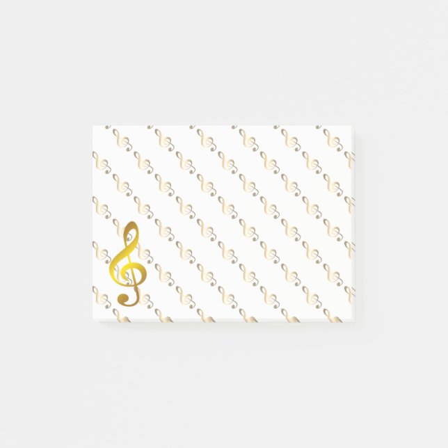 Music Note Guld Vintage Post-it Block (Framsida)