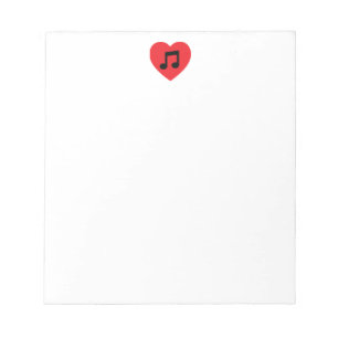 Music Note Heart-Anteckningsblock Anteckningsblock