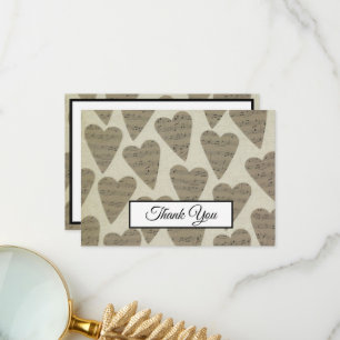 Music Note Heart Mönster Music Theme Musician Tack Kort