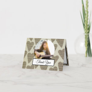Music Note Heart Mönster Theme Musician Photo Tack Kort