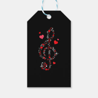 Music Note Hearts Cute Valentines day Music Älskar Presentetikett