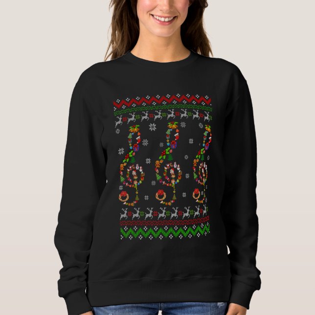 Music Note Jul - Ugly Sweater Musical Teacher T Shirt (Framsida)