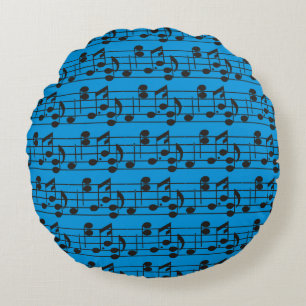Music Note Lakan Mönster blue Rund Kudde