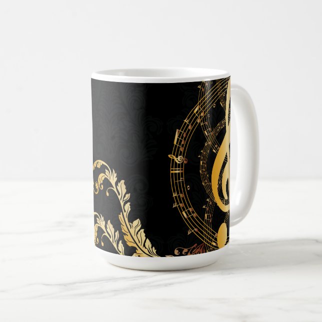 Music Note Luxury guld grått-design Kaffemugg (Framsida höger)