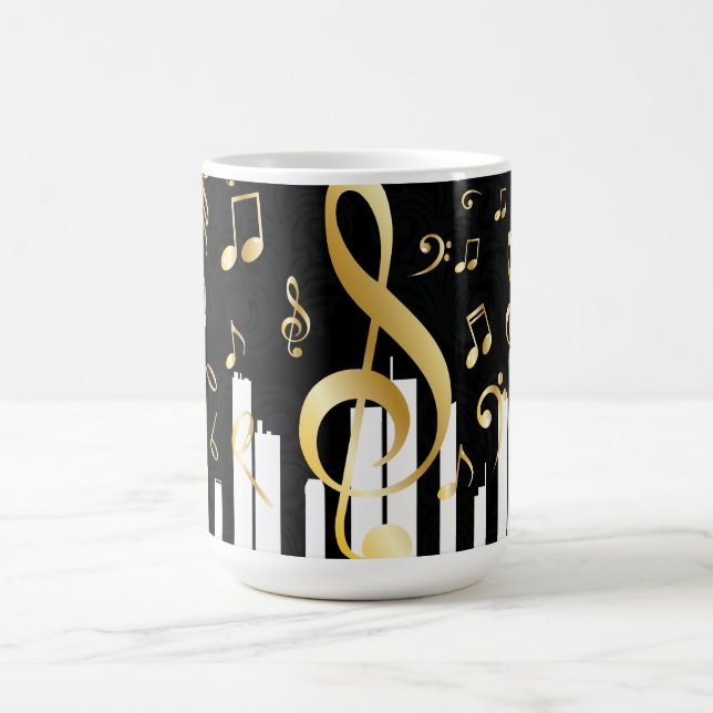 Music Note Luxury guld piano nycklar Kaffemugg (Center)
